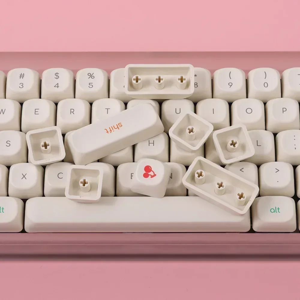 Cute Mechanical Keyboard, MOA Keycap Set, Cream PBT, Cute, Simple, Kitten Puppy Bear Keycaps 124 Keys