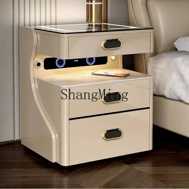 FG Smart Bedside Cabinet  Integrated Simple Modern Wireless Charging Fingerprint Lock Bluetooth Bedside Cabinet Safe