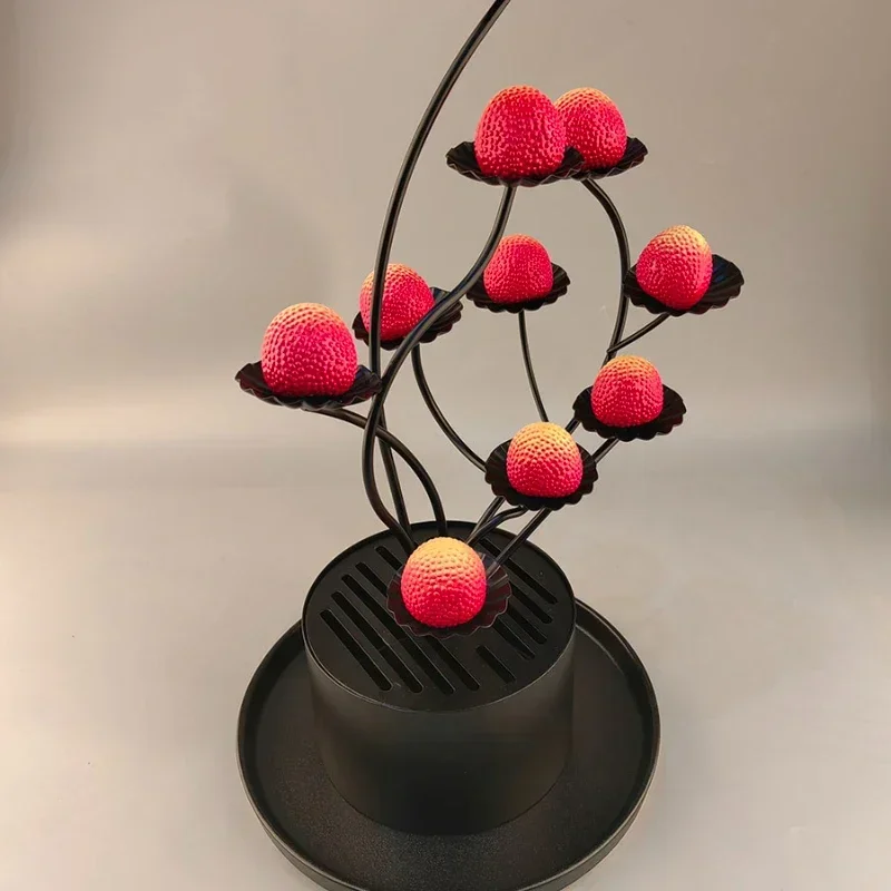 Chinese style dry ice flower tree hotel, club bar, beautiful litchi Shrimp balls dessert combination tableware