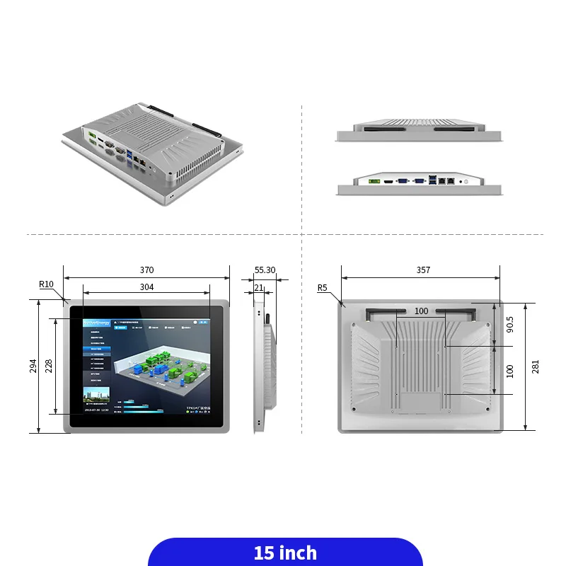 1024*768 4:3 DDR3 4GB SSD 128GB All In One Industrial Panel Pc Computer, Embedded Ip65 15 Inch Touch Panel Pc