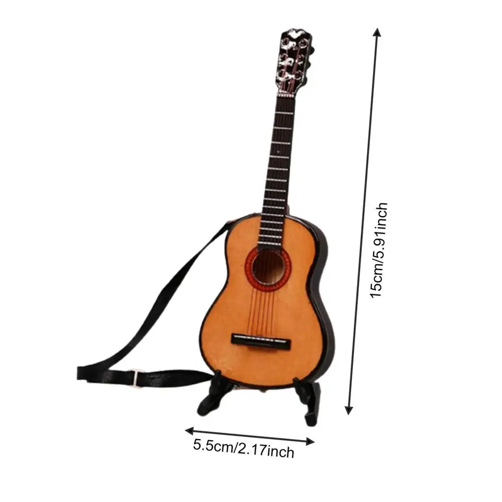 Dollhouse Miniature Guitar Wooden Electric Instrument Ornament 1 6 Scale Accessories for Miniature Scene