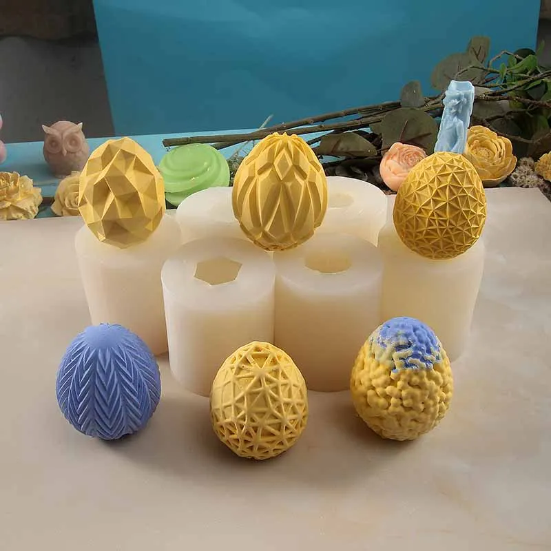 3D Egg Candle Silicone Mold DIY 8 Cavities Easter Geometric Eggs Scented Candle Mould Chocolate Ice Mould Home Decor Easter Gift