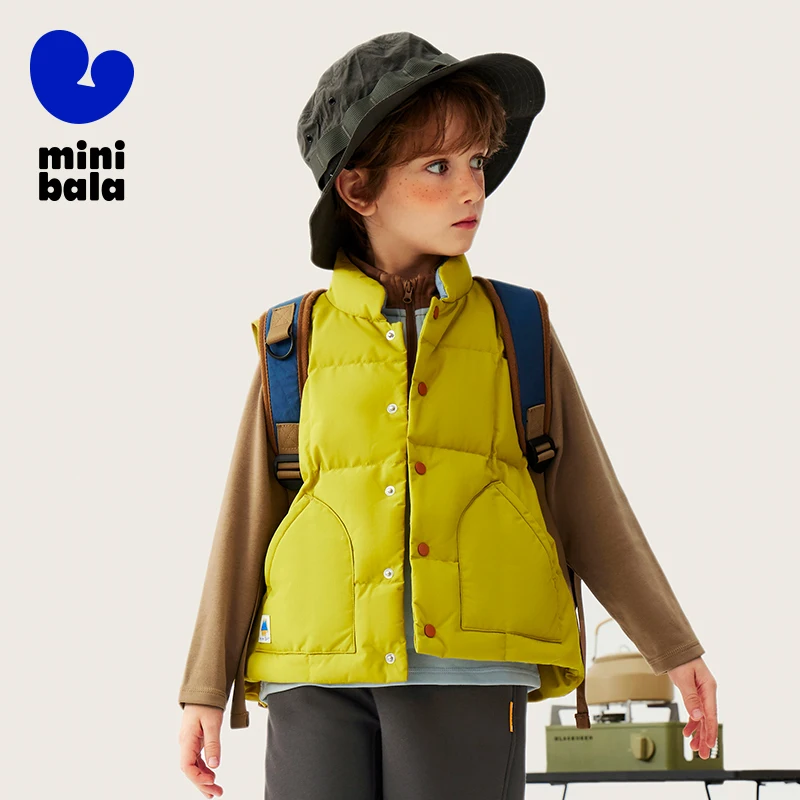 

Mini Bala Down Vest Kids 2025 Winter Windproof Belly-Protecting Puffer for Boys and Girls