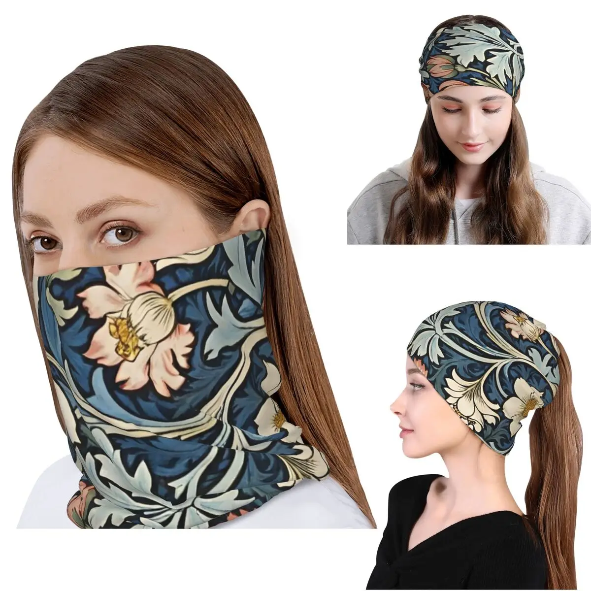 Bandana encadré William Morris Botanical Bliss, couvre-cou, écharpe, couvre-tête chaud, bonnet, chapeau unisexe pour adulte, hiver