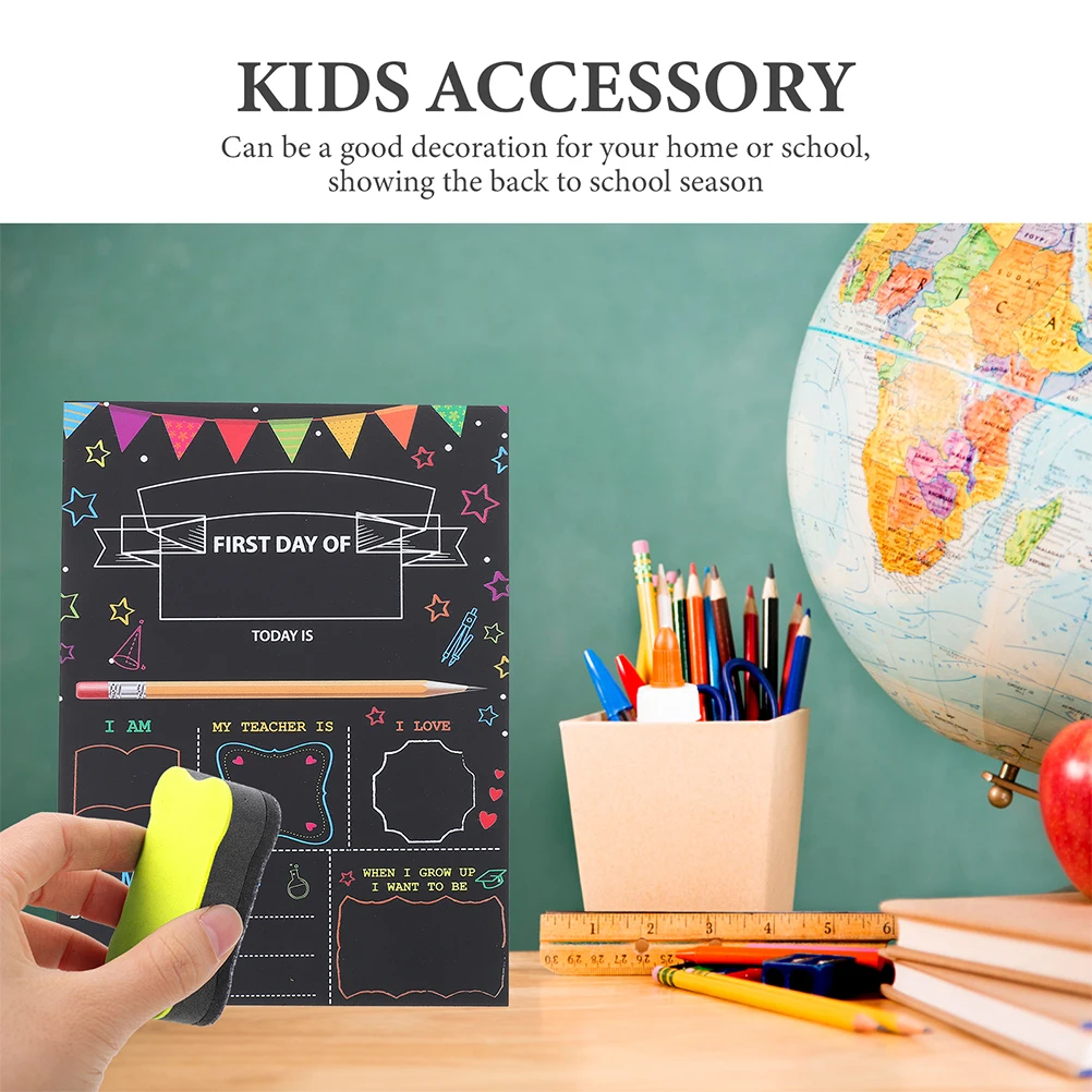 

Double Sided Blackboard Whiteboard Sign Wear Resistant Kids Tablet Reusable Wooden Chalkboard Student Pendant School Decor First