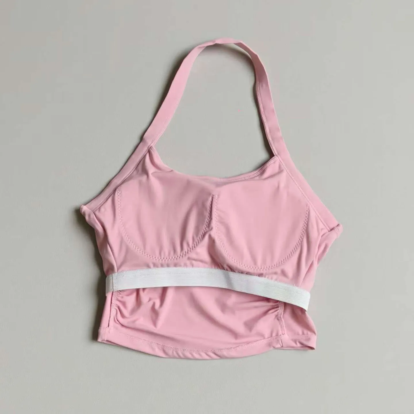 Women's Halter Neck Yoga Vest High-Intensity Sports Bra Fitness Pilates Top with Chest Pad for Collecting Secondary Breasts
