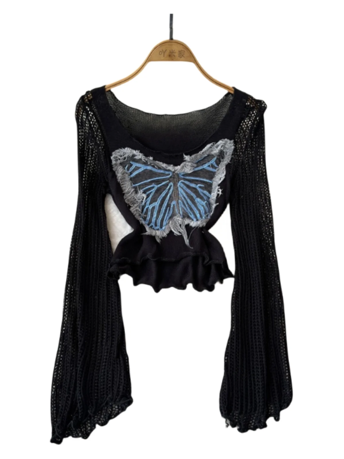 Vroege herfst Ele Patch Hot Girl ort Sve Bell Sve Dames Base irt Design Sense uitgehold T-shirt