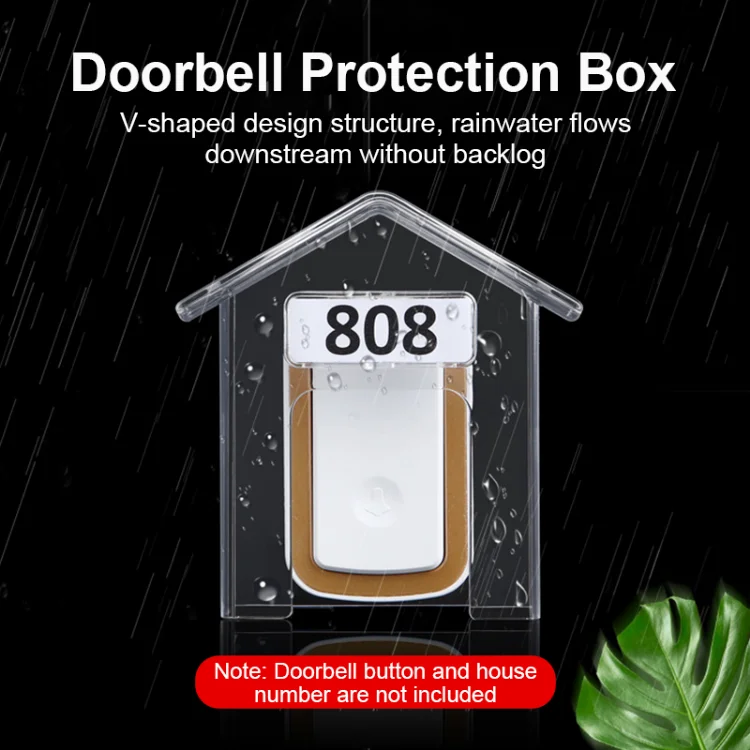 1pcs Doorbell Cover Wireless Transparent PC Waterproof Outdoor Doorbell Cover Outdoor Video Intercom Access Control Rain Cover
