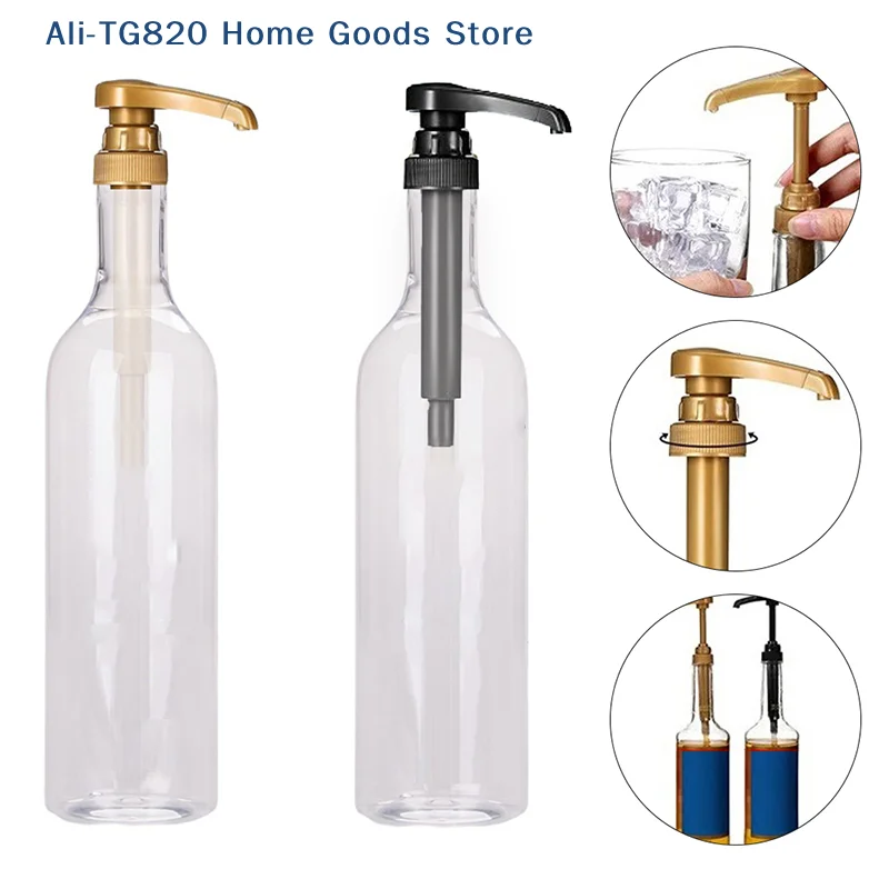 [TG820] Garrafa Transparente de 750ml com Bomba Dosadora para Xarope de Café, Mel, Leite e Outros Líquidos - Frasco de Armazenamento Tipo Gotejador