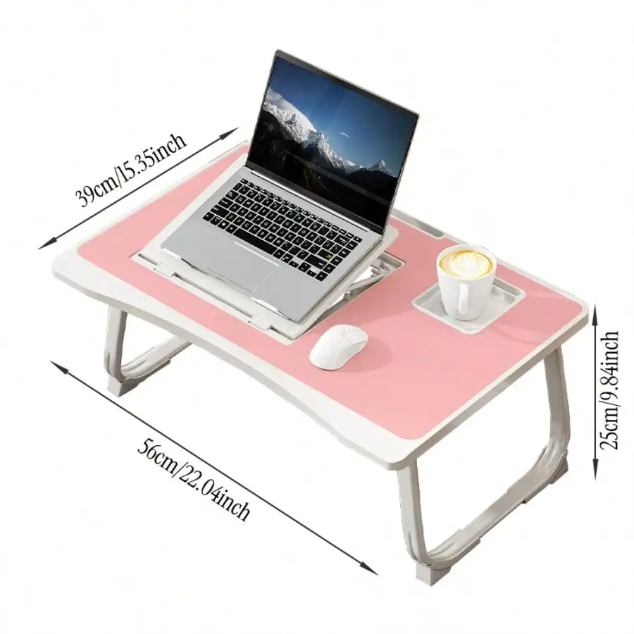 DYJ DAYIKA-S Portable Foldable Computer Table With Side Drawers, Computer Table With Cup Holder, Suitable For Beds, Sofas, Outdoor Scenes, Can Be Used For Working On The Bed, Drawing And Painting, Dining, Etc.