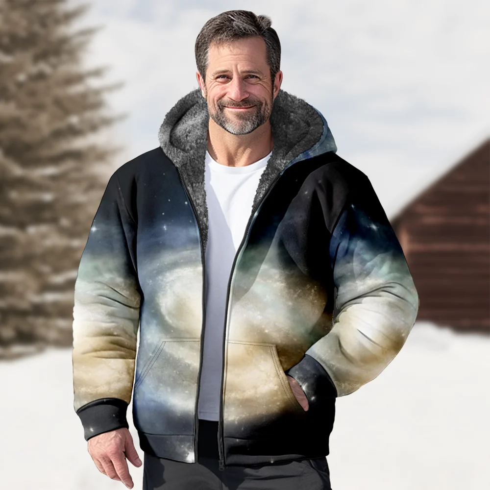 Chaquetas de invierno para hombre, abrigos, ropa de algodón con patrón de cielo estrellado, abrigo, baile de estilo pijo sofisticado