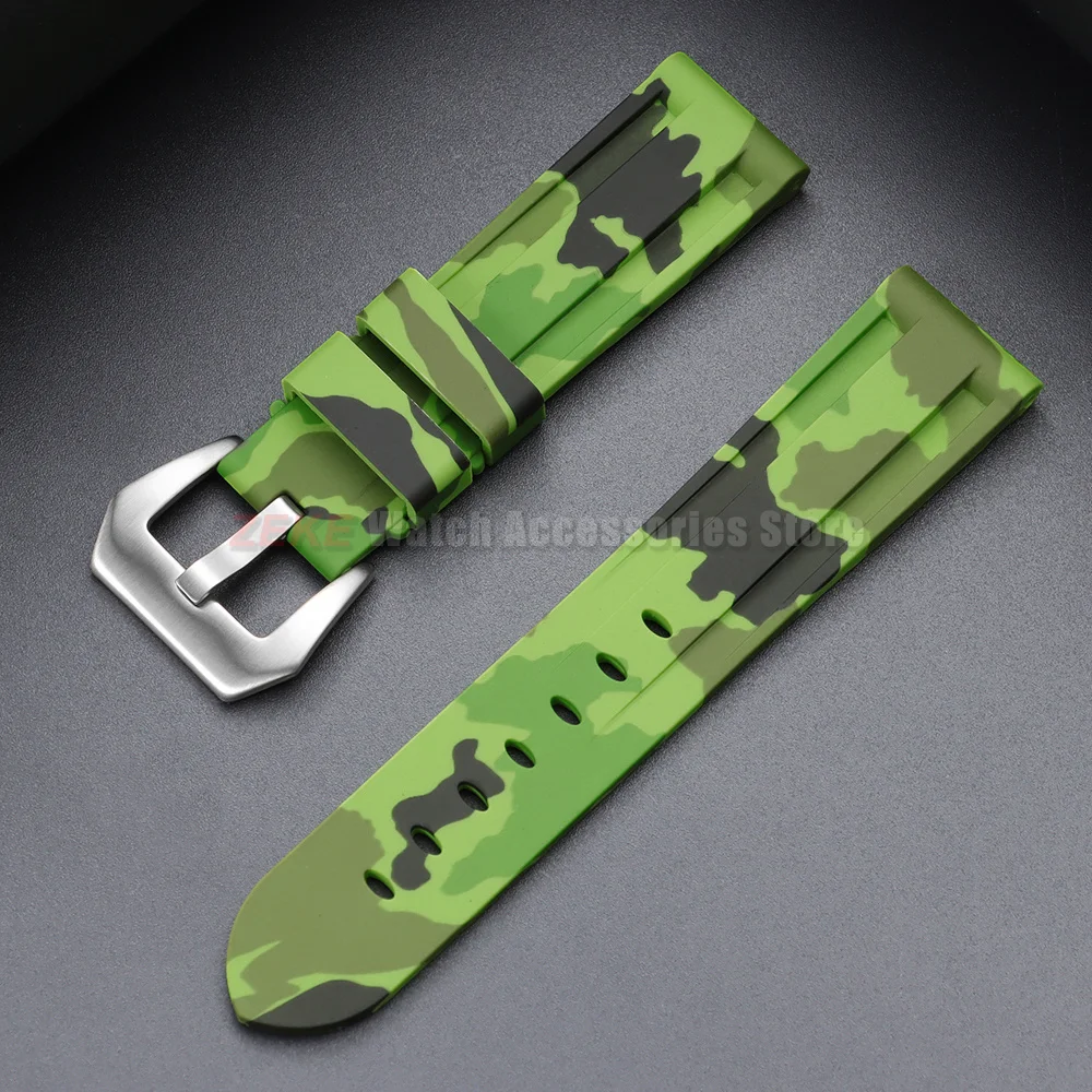 Sportliche 20mm 22mm 24mm 26mm Silikon-Uhrenarmbänder Weiche Komfortable Gummi-Uhrenarmbänder für Panerai Blaue Schwarze Armbänder Zubehör – Detail 16
