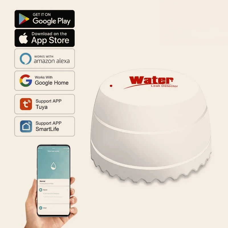 TUYA زيجبي كاشف تسرب المياه مستشعر فيضانات المياه الحياة الذكية APP مراقبة عن بعد تنبيه الفيضانات تجاوز الأمن على إنذار الموقع #1