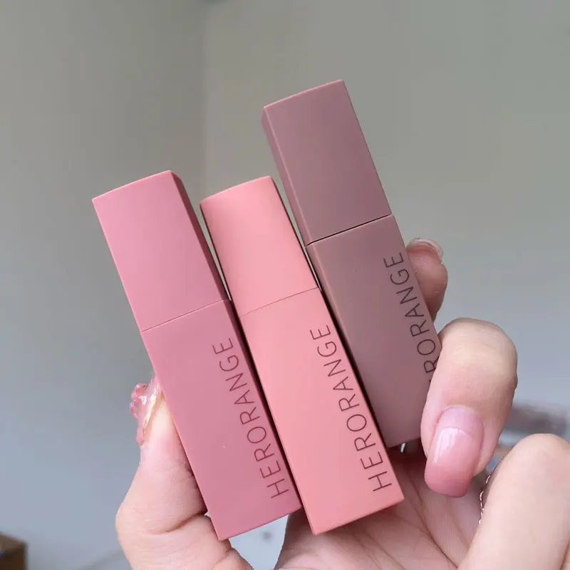 HERORANGE Matte Velvet Smooth Easy-to-apply Square Tube Lip Gloss Waterproof Not Easy To Fade Sexy Brown for Women Lip Tint
