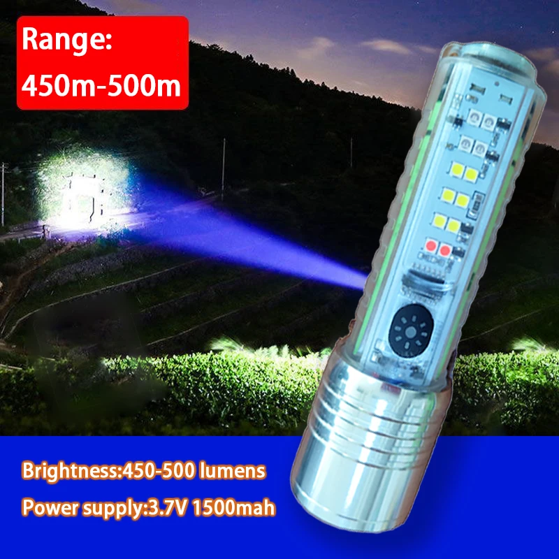 520A Mini Flashlight LED High Power Outdoor Flashlights Lithium Battery Camping  USB Charger Portable Self Defense Torch Light