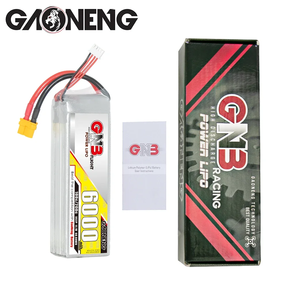 GAONENG GNB 3S2P 11.1V 6000mAh 100C lithiumbatterij met XT30-stekker, geschikt voor FPV-drones, quadcopters en afstandsbedieningsauto's