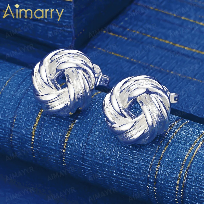 925 Sterling Silver Vintage Twisted Rope Knot Earrings for Women's Parties Banquets Weddings High-quality Fashion Jewelry