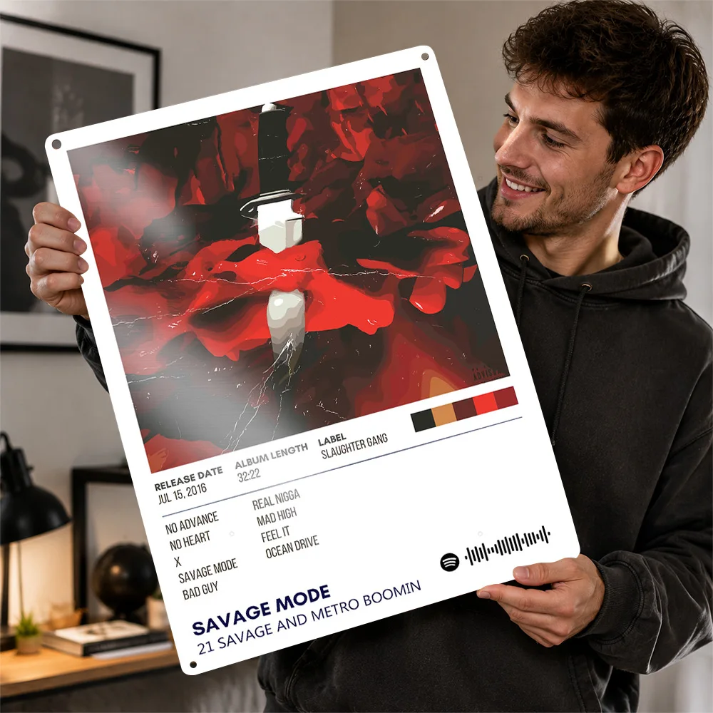 21 Savage and Metro Boomin EP Personalized 3D Textured Metal Poster Wall Art Tinplate Sign for Modern Home Decoration Room Decor