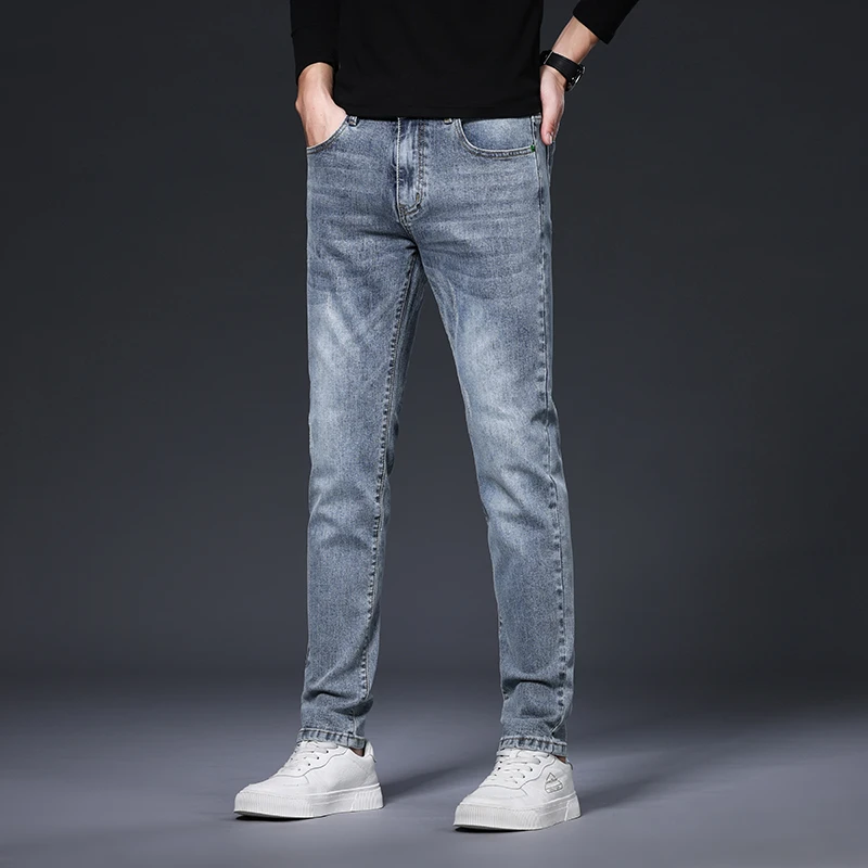 Spring and Autumn 2024 Retro Elastic Jeans Straight Trendy Brand Men's European and American Casual Pants Men Jeans