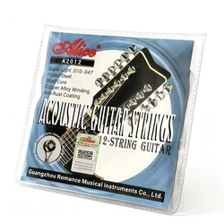 Acoustic Folk 12-String Guitar Strings Plated Steel Steel Core Copper Alloy Winding Anti-Rust Coating Super Light 010-047