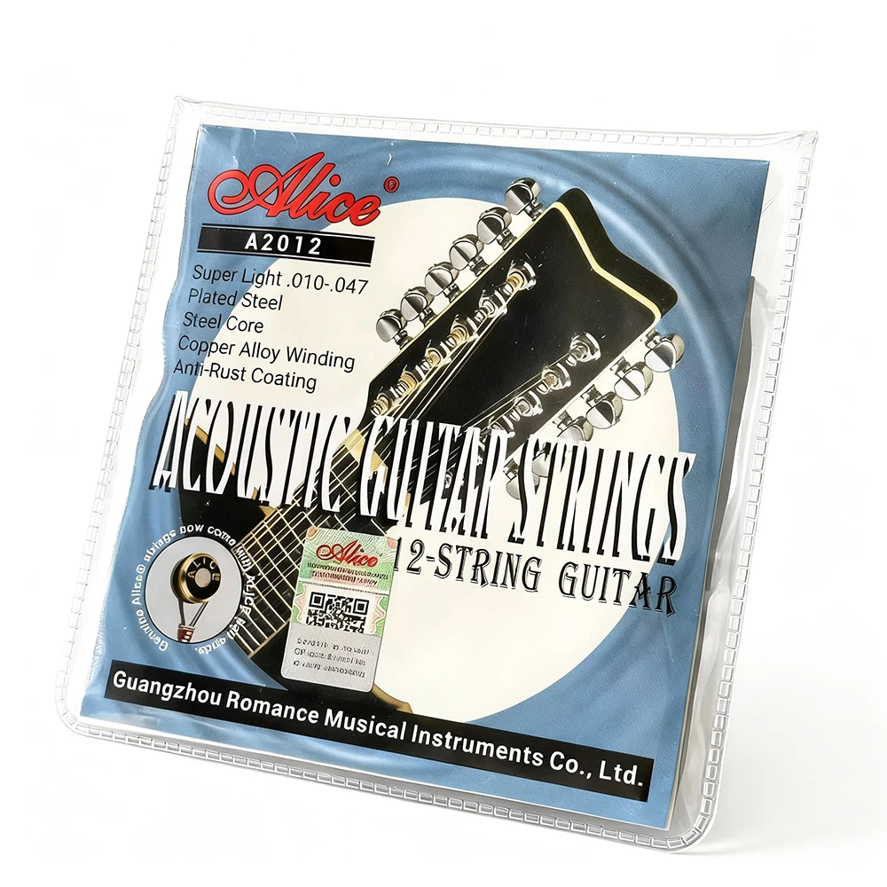 Acoustic Folk 12-String Guitar Strings Plated Steel Core Copper Alloy Winding Anti-Rust Coating Super Light 010-047