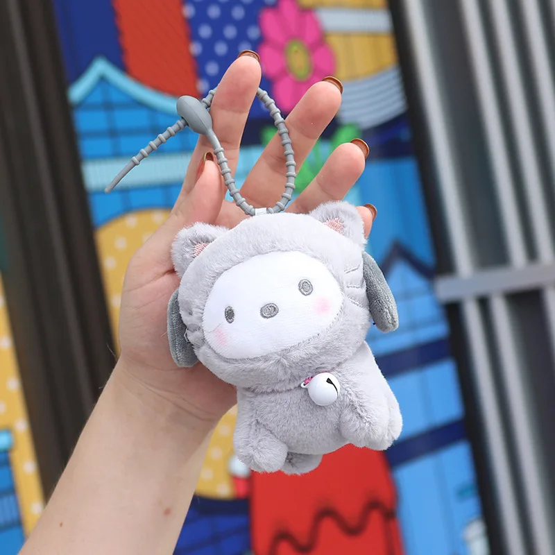 Sanrio Cat Plush Toys Keychain Kuromi Cinnamoroll Pendant Cute Girl Decortoy Stuffed Outdoor Fun Toys For Kids Christmas Gift