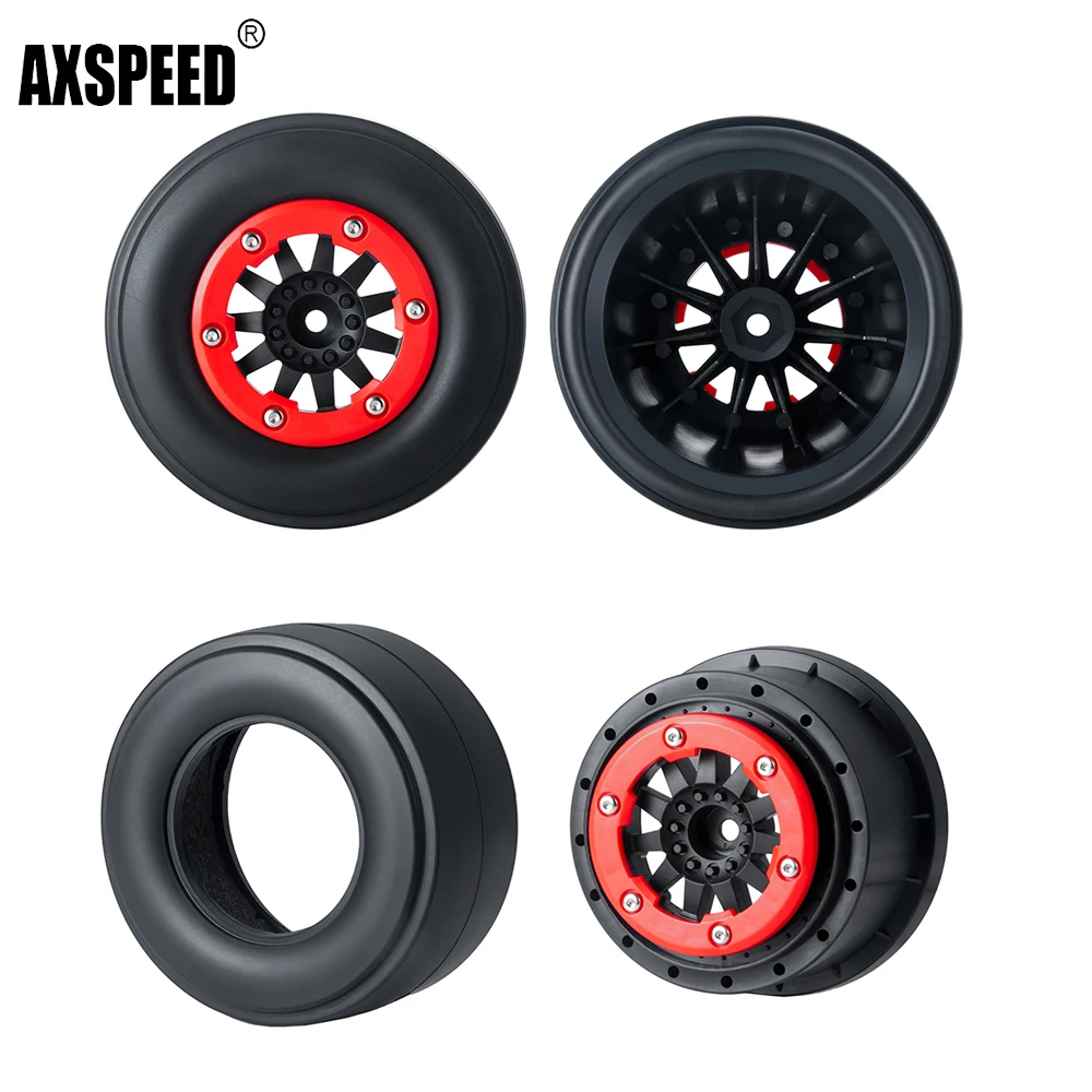 AXSPEED 1 Set Drag Racing Belted Wheel Tires For 1/10 22S No Prep Drag Short Course Truck Tyre RC Truck Car Parts