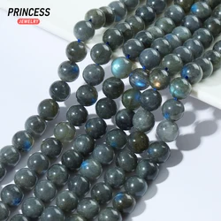 A++ Natural Madagascar Black Labradorite Loose Beads for Jewelry Making Charms Bracelet Wholesale Stone Beads DIY Accessories