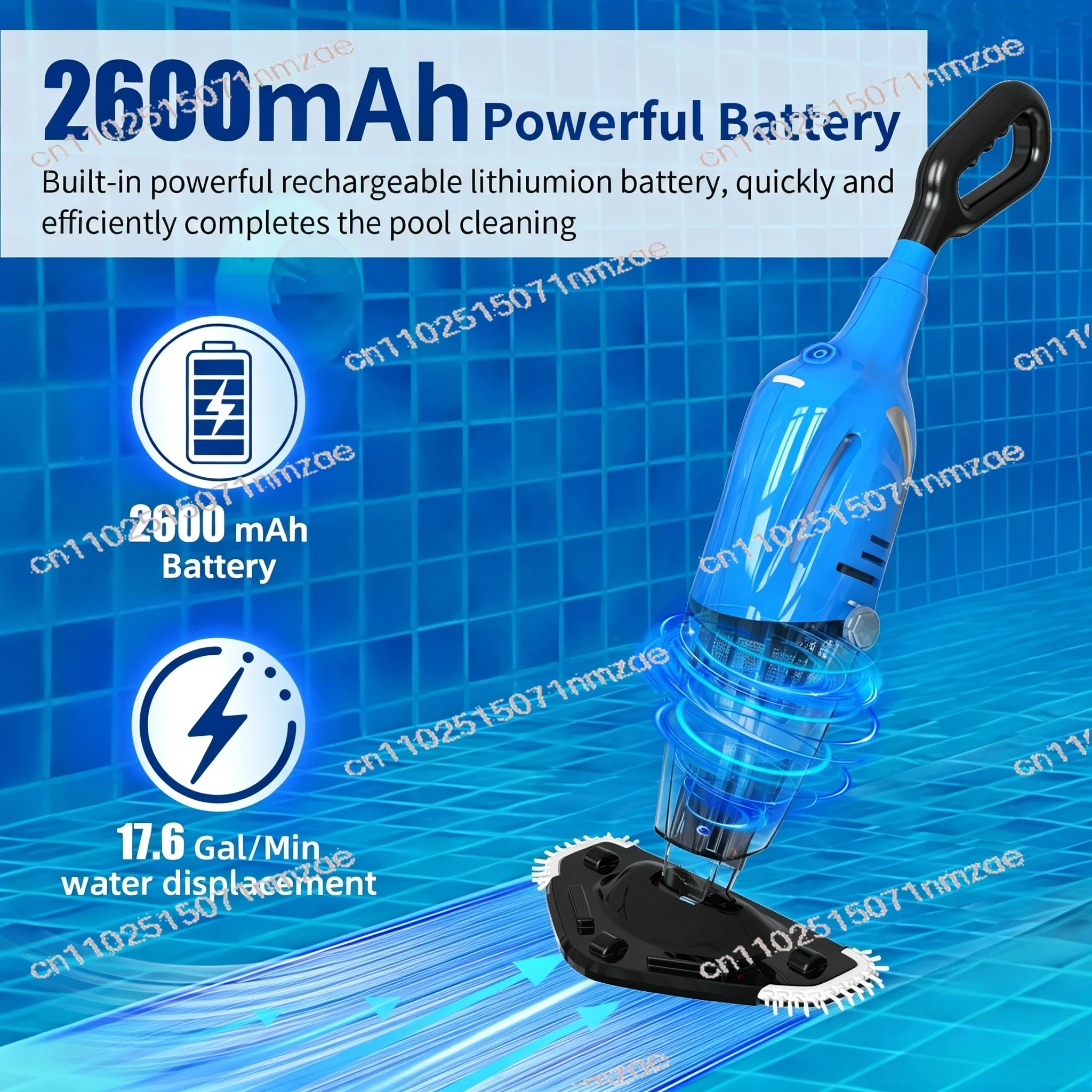 Cordless Pool Vacuum Cleaner, Rechargeable, Handheld Pool Vacuum for Above Ground and Inground Pools