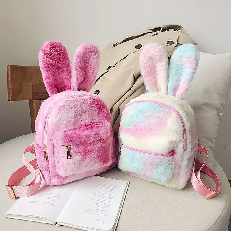 Kid\'s Backpack Easter Mini Simple Plush Rabbit Bag Korean Children\'s Plush Bear Pendant Shoulder Bag Tide Child Girl Purse Bag