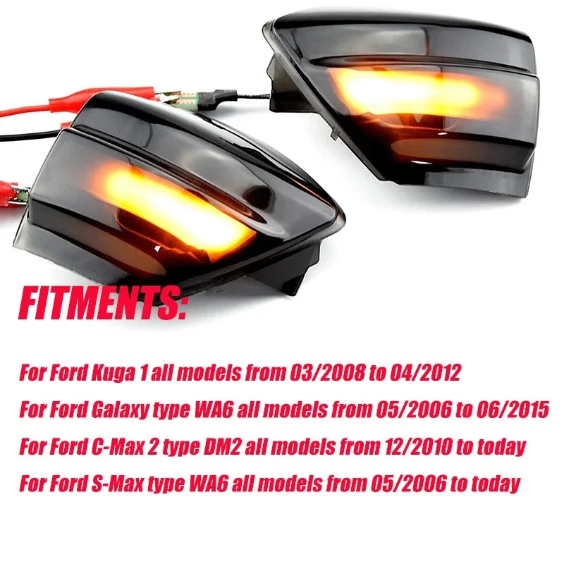 포드 S-Max C-Max Kuga C394 다이나믹 LED 사이드 미러 리피터 표시 등 내구성 자동차 부품 세트