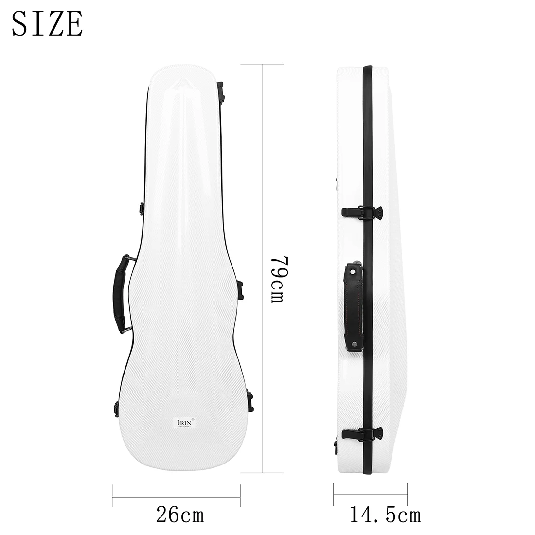 IRIN 4/4 Violin Case Carbon Fiber Lightweight Hard Fiddle Case with Hygrometer Shoulder Strap for Violin Storage Protection Case