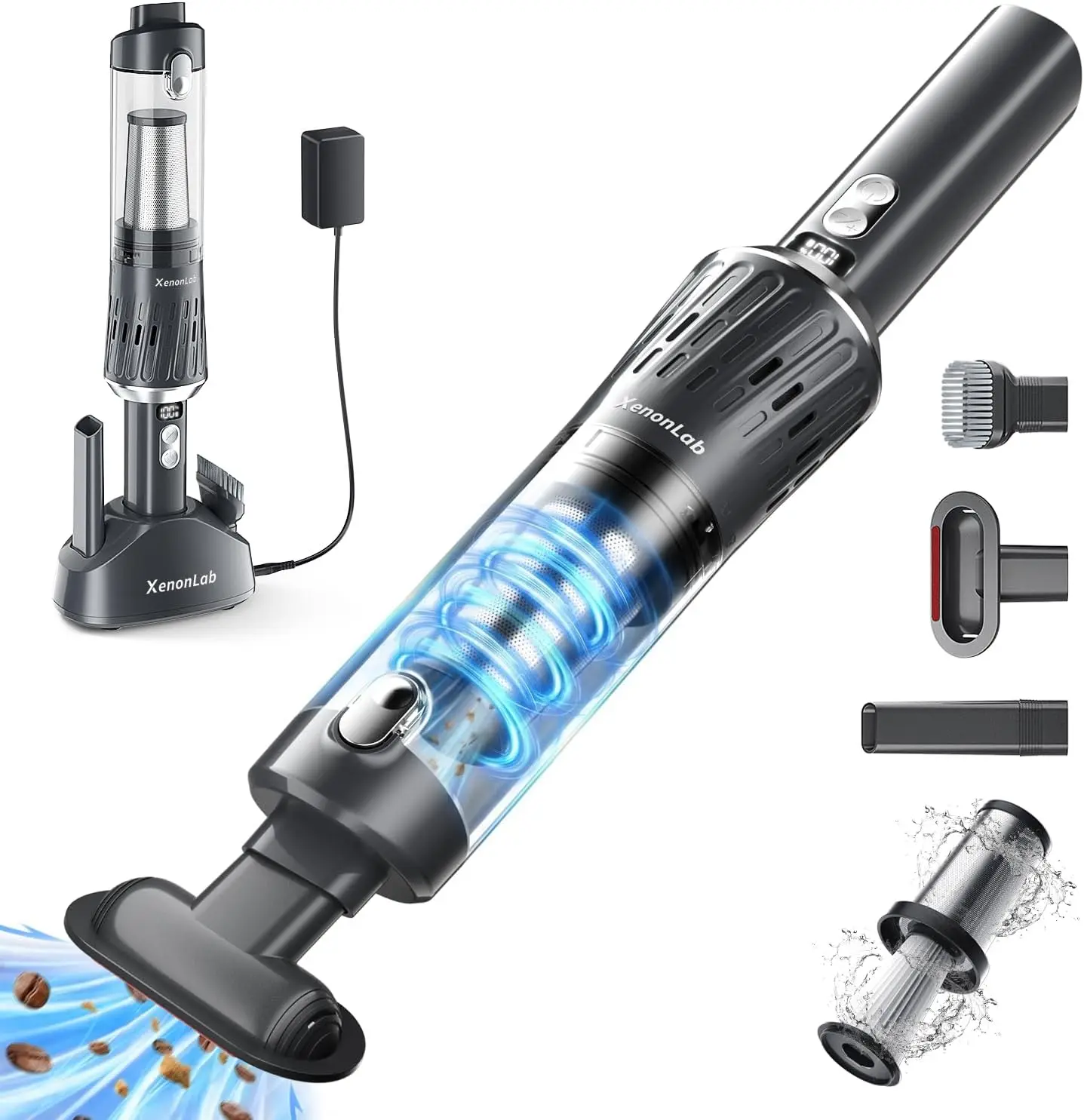 

Беспроводной ручной пылесос 25000 Па, 3-в-1 для автомобиля, дома и уборки шерсти животных, с умным дисплеем и зарядной базой