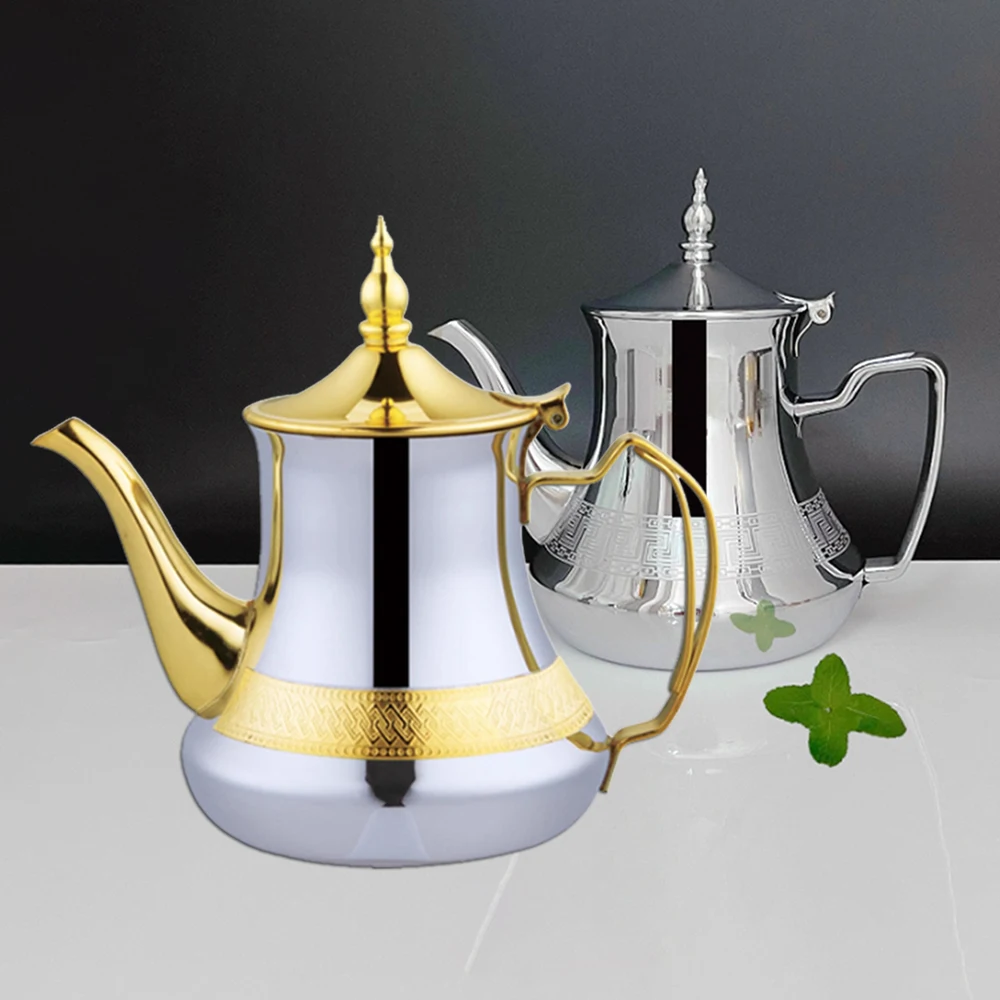 Arabic style stainless steel teapot, Moroccan mint tea pot, Induction cooker gas boiling water kettle,Restaurant Home Tea Kettle
