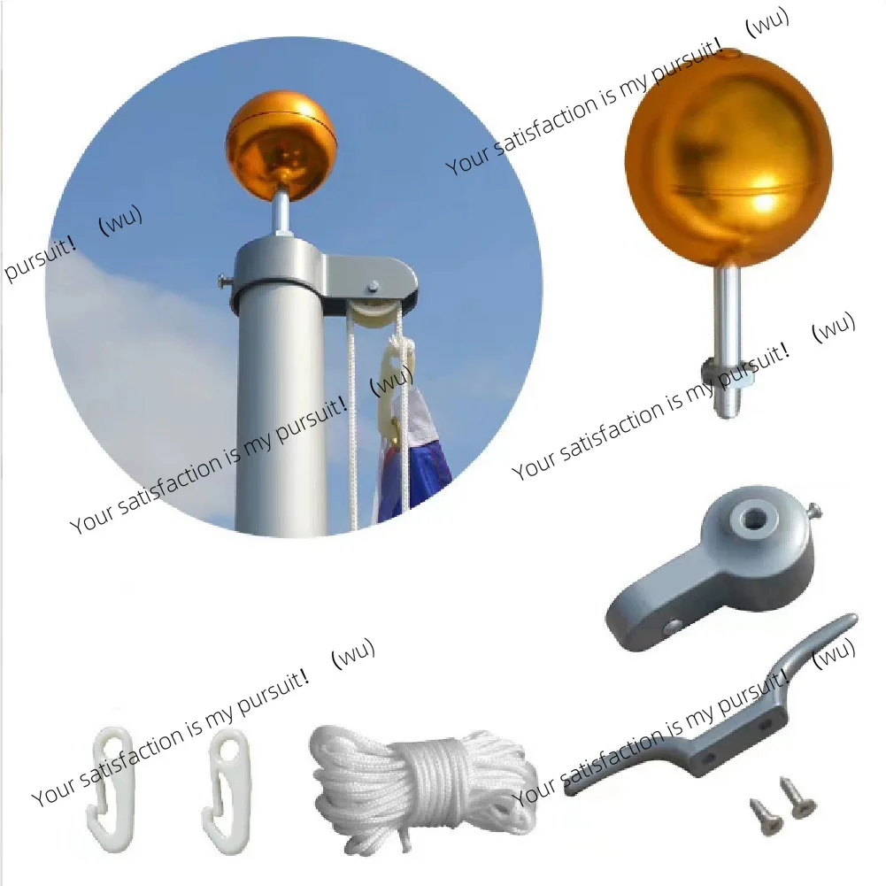 Gold-plated round hand flag flagpole hat head, outdoor flagpole accessories