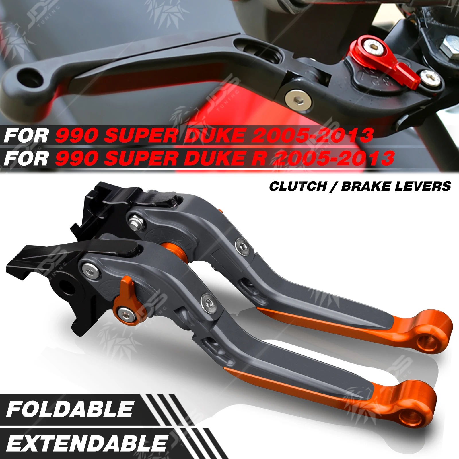 JDSTUNING For KTM 990 SUPER DUKE/R 2005-2013 Clutch Lever Brake Lever Set Foldable Adjustable Handle Levers Accessories Parts