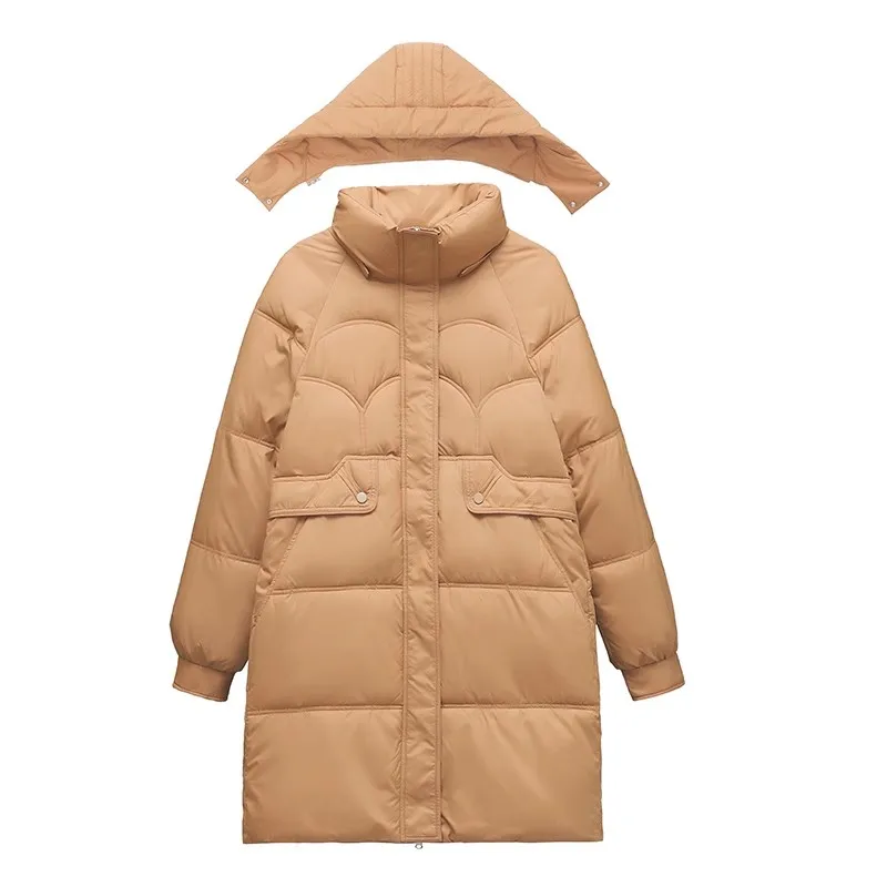 Piumino medio-lungo in cotone donna piumino allentato coreano 2023 nuovo addensare parka imbottito caldo con cappuccio Manteau Femme Hiver 3XL