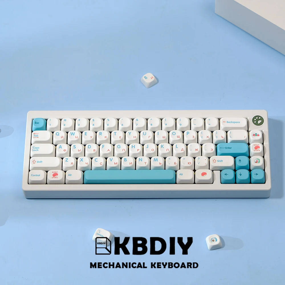 KBDiy 138 Keys/Set PBT Keycaps Sushi Korean Russian Japanese KOA Profile Keycap Custom for Mechanical Keyboard Cap for MX Switch