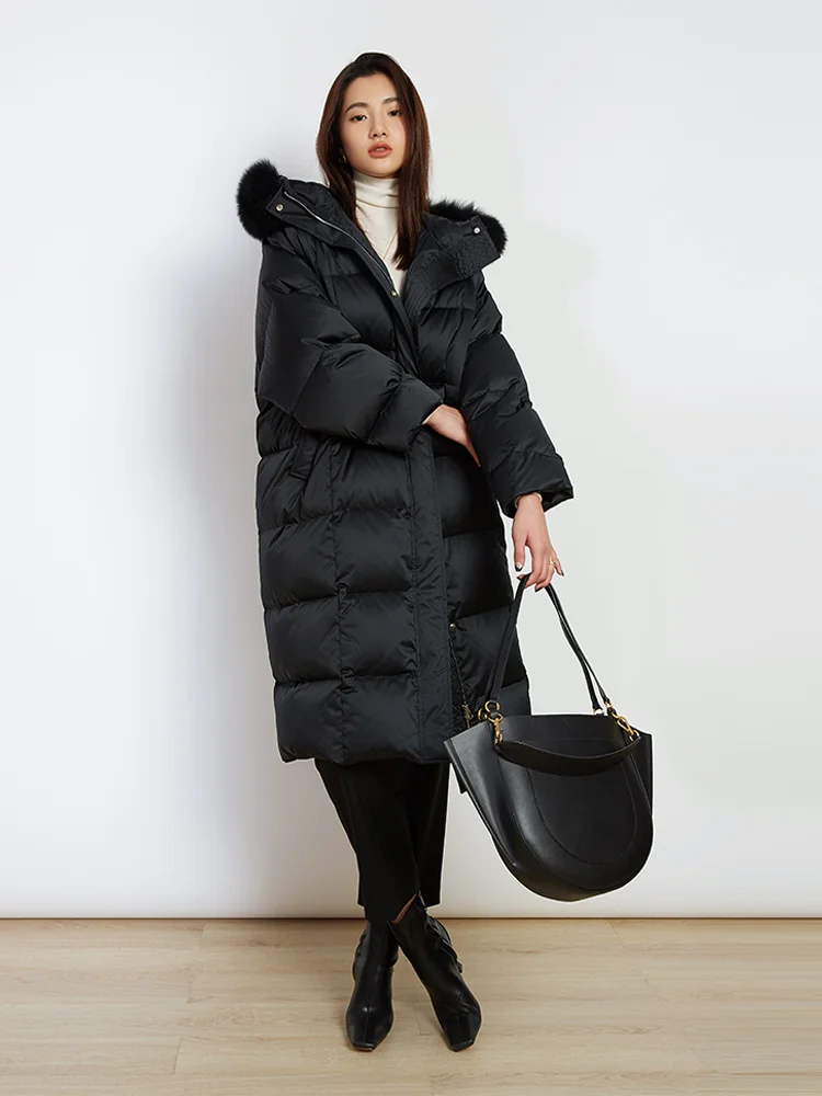 Chaquetas de largo medio con cuello de piel para mujer, abrigo largo con capucha y cuello alto, Parkas gruesas y cálidas para invierno, 2022