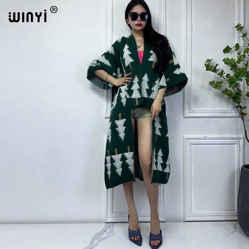 

WINYI winter cardigan dress women Christmas OverCoat Thick Warm long down coat fashion cardigan Middle East winter abaya kaftan