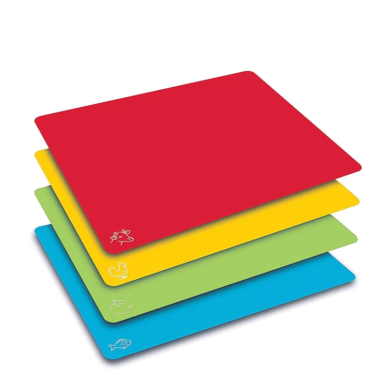 

4Pcs Flexible Cutting Boards BPA Free Plastic Cutting Boards Non Slip Cutting Mat for Meat and Vegetables YY036