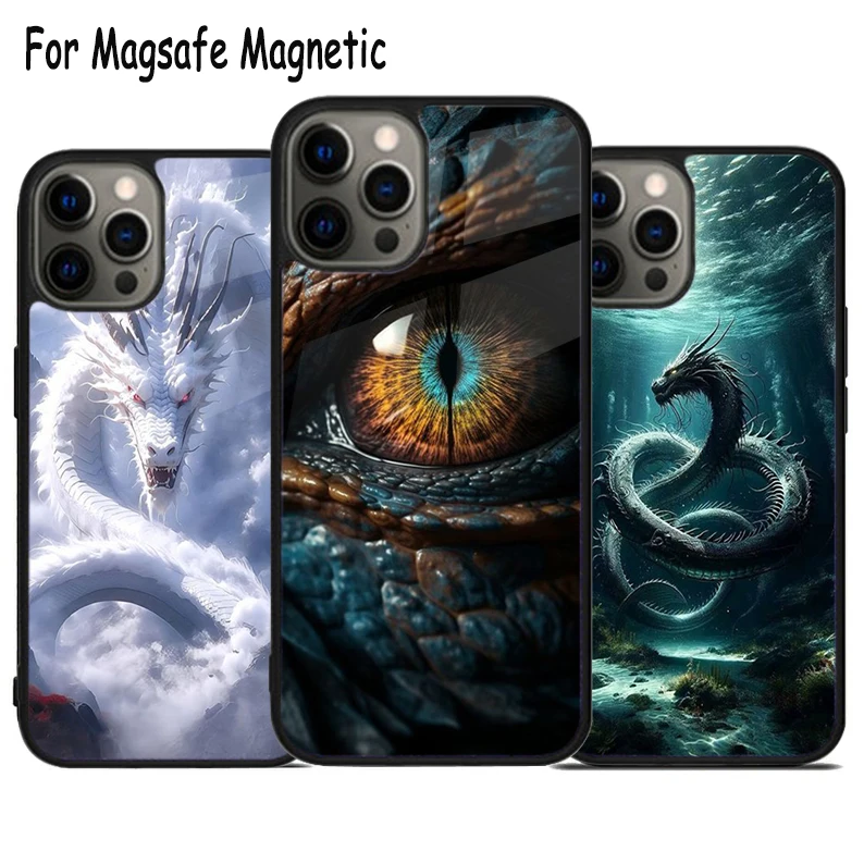 Legendary Dragon Wireless Charge Magsafe Phone Case For iPhone 15 16 14 13 11 12 Pro Max Plus Magnetic Bumper Cover