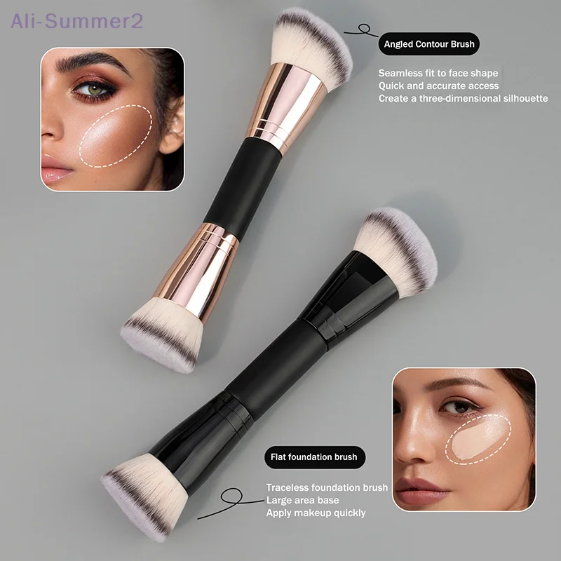 {MX} 1/2Pcs Professional Double Ended Makeup Brush Large Round Head Foundation Concealer Brush Travel Make Up Tools