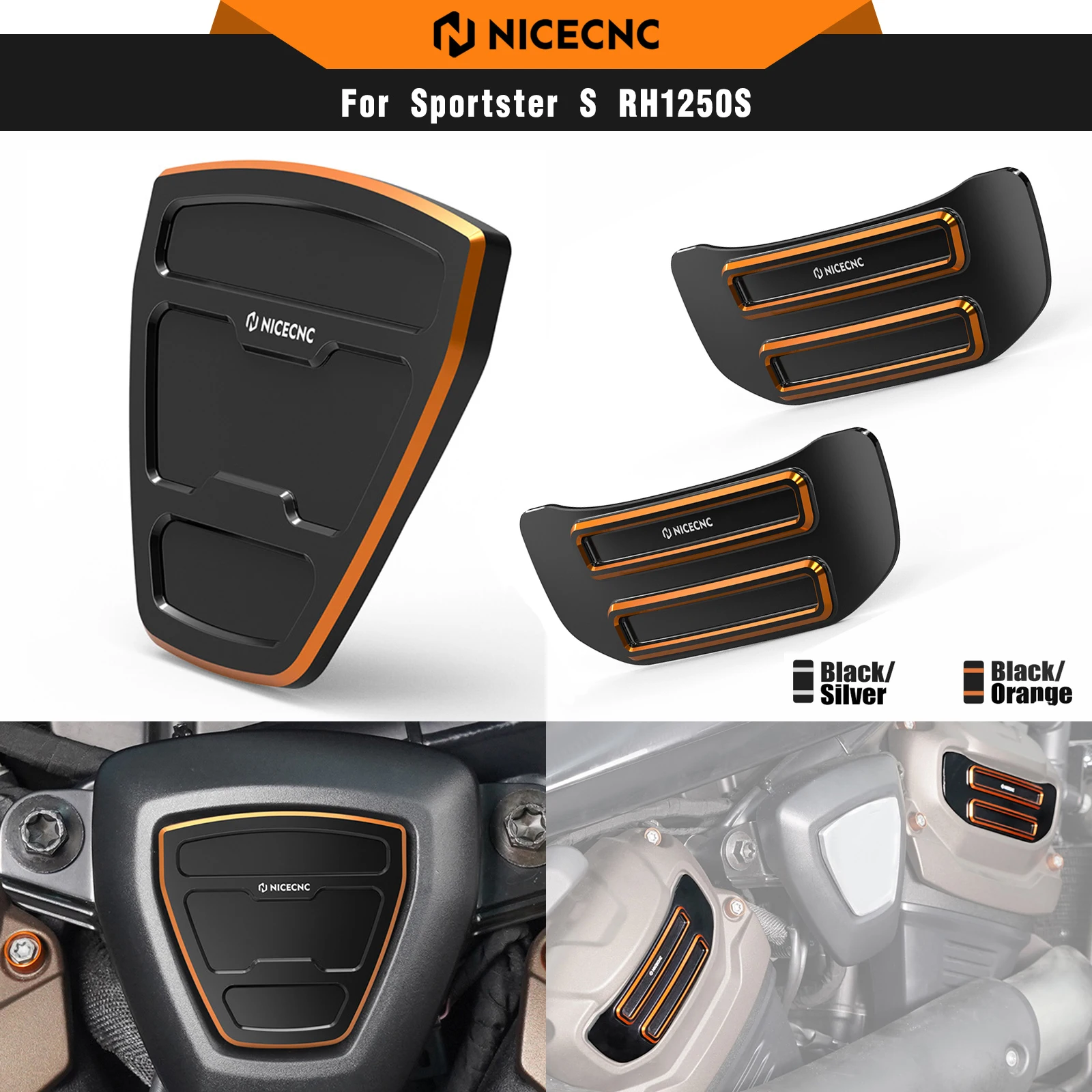 

For Harley Sportster S RH1250S 2021-2024 NICECNC Cam Sprocket Medallions/V-Side Cover Pan America 1250 Special RA1250S 2021-2024