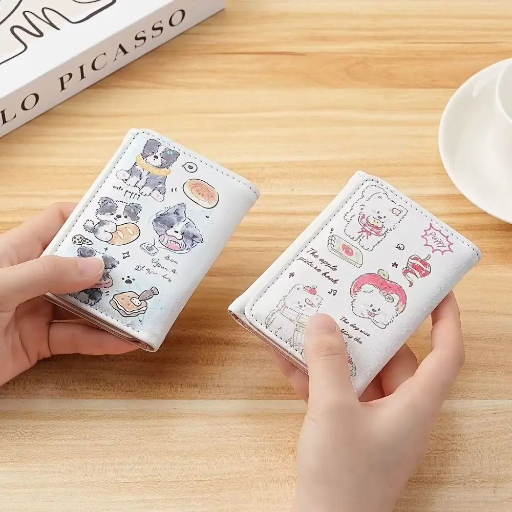 Stijlvolle drievoudige korte portemonnee voor meisjes, grote capaciteit, compacte cartoon ID-kaarttas, draagbare lichtgewicht kaarthouders, dames