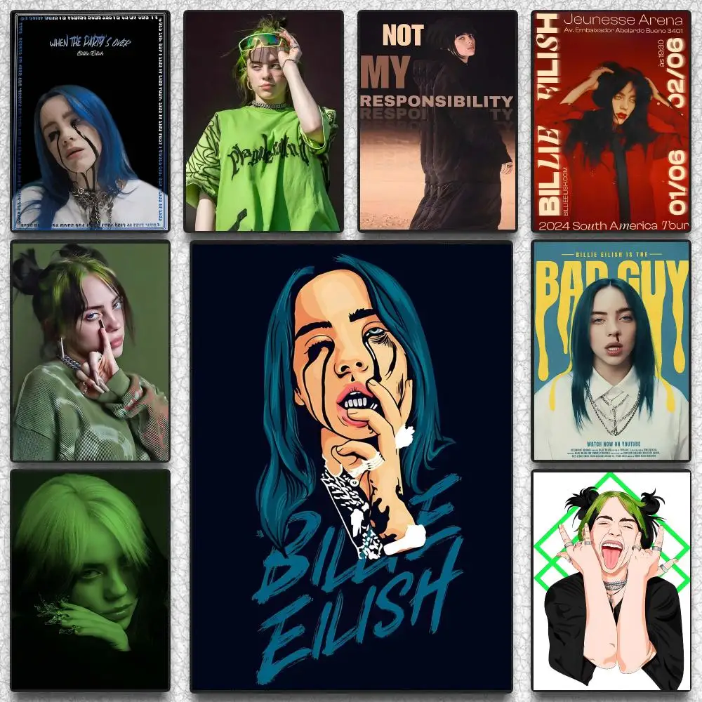 Famous Singer B-Billie Poster Self-adhesive Advanced Aesthetic Printing Paper Wall Art for Living Room Home Decor