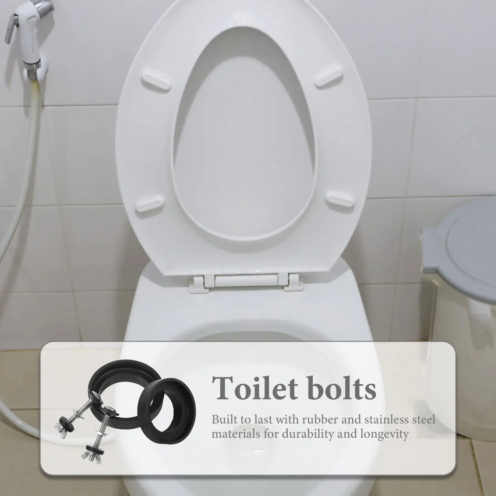 

1Set Toilet Tank Bolts and Gasket Set Stainless Steel Screws with Rubber Seal Ring for Leak Proof Installation Compatible with