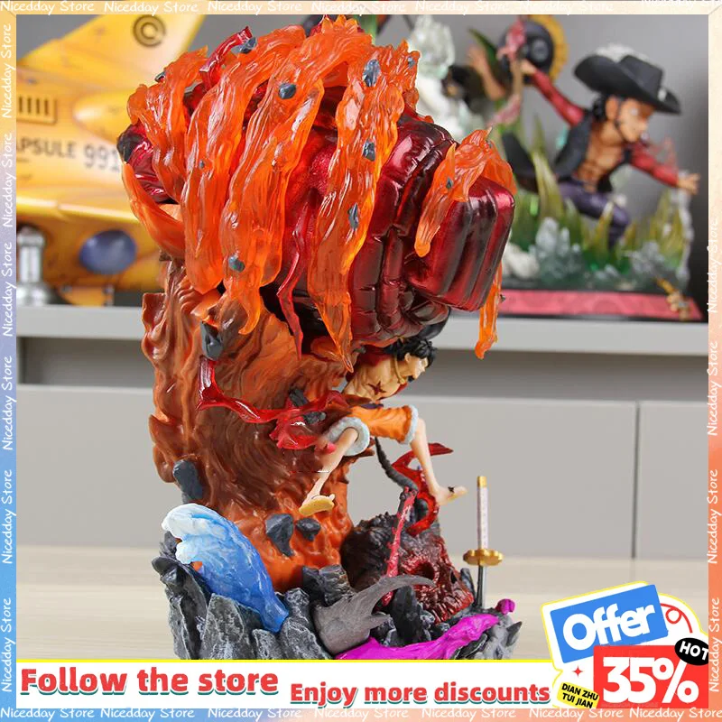 

One Piece Luffy Gear 3 Anime Figure 2025 New Hot Red Roc PVC Model Statue with LED Light Collectible Decor Birthday Gift Toy