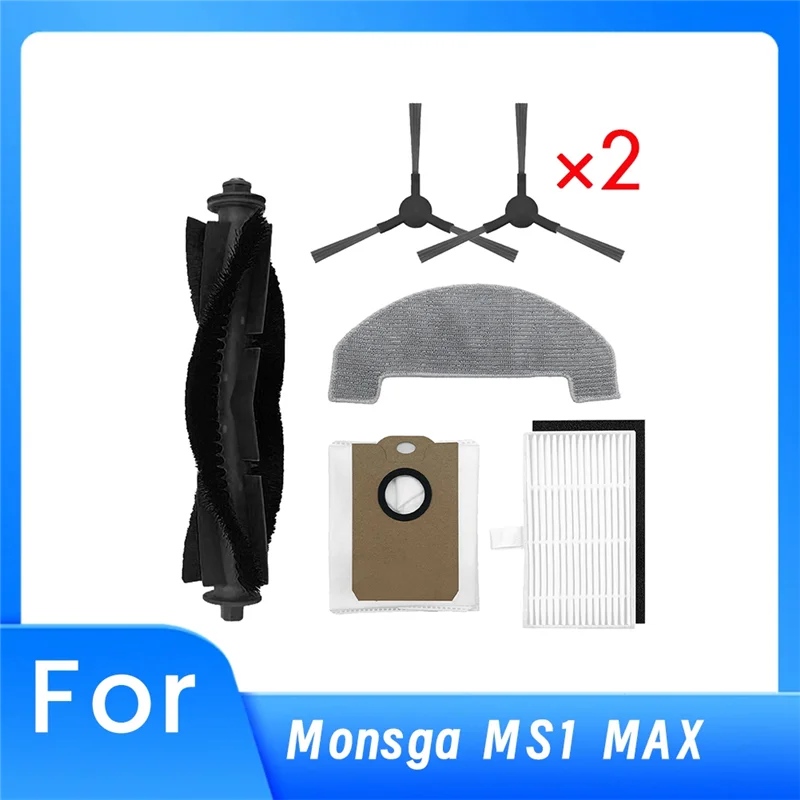 

AT28-Main Brush Side Brush Dust Bag Mop Cloth Kit For MONSGA MS1 MAX Robot Vacuum Vacuum Cleaner Accessories