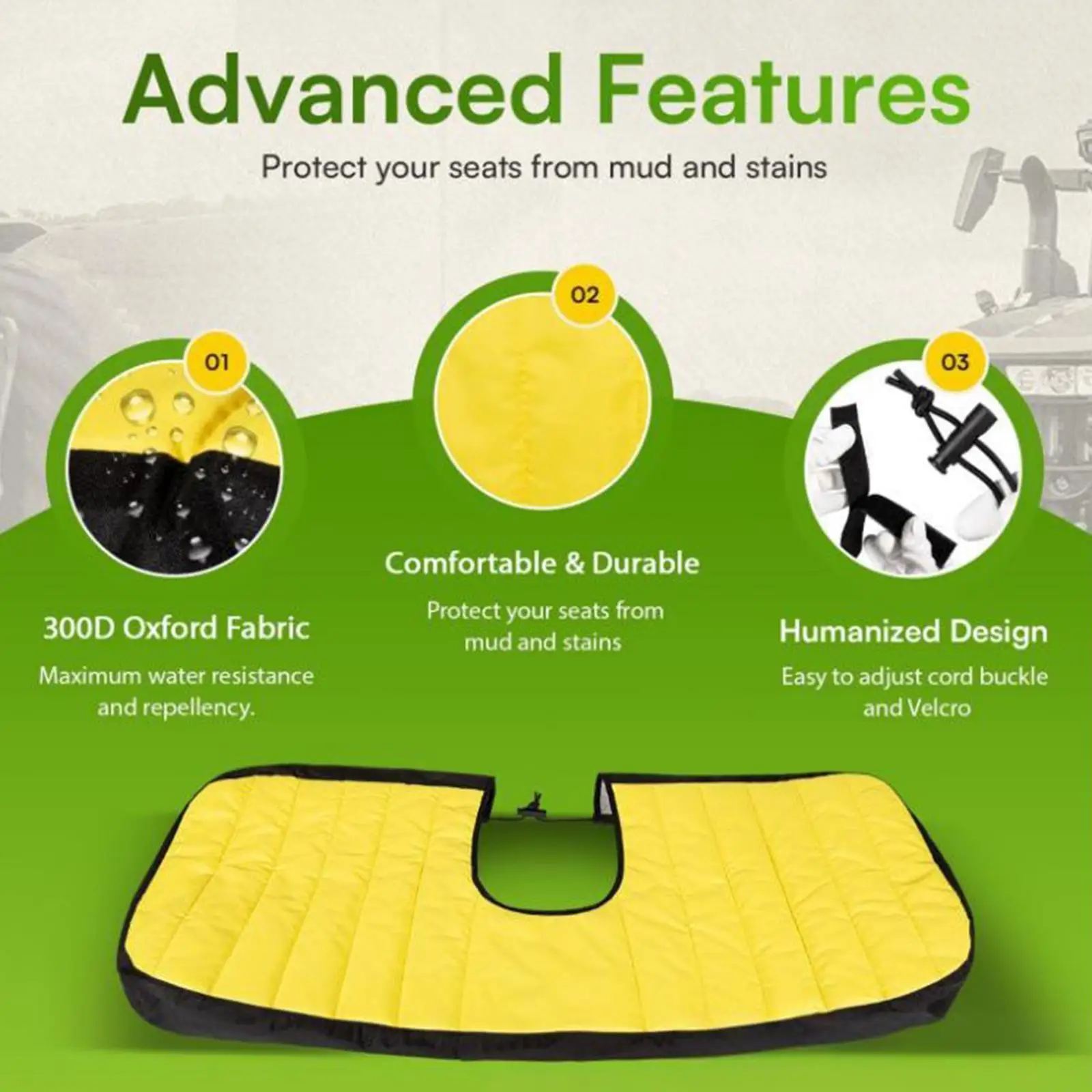 

LP66449 Scratch Resistant Oxford Fabric UTV Bench Seat Cover Kit for Xuv560 Xuv590 , Yellow, Accessory